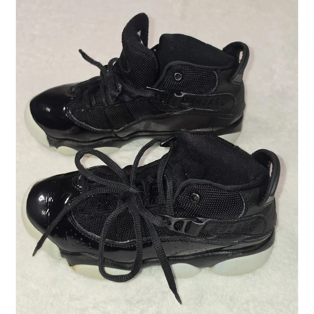 Jordan 6 Rings Black White Boys' High Top Sneakers Size 12C